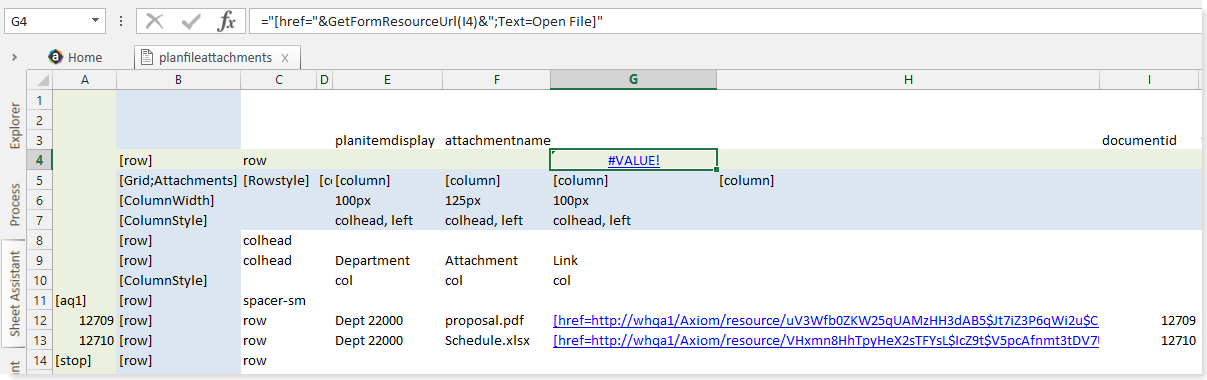 Hyperlinking to plan file attachments within a form