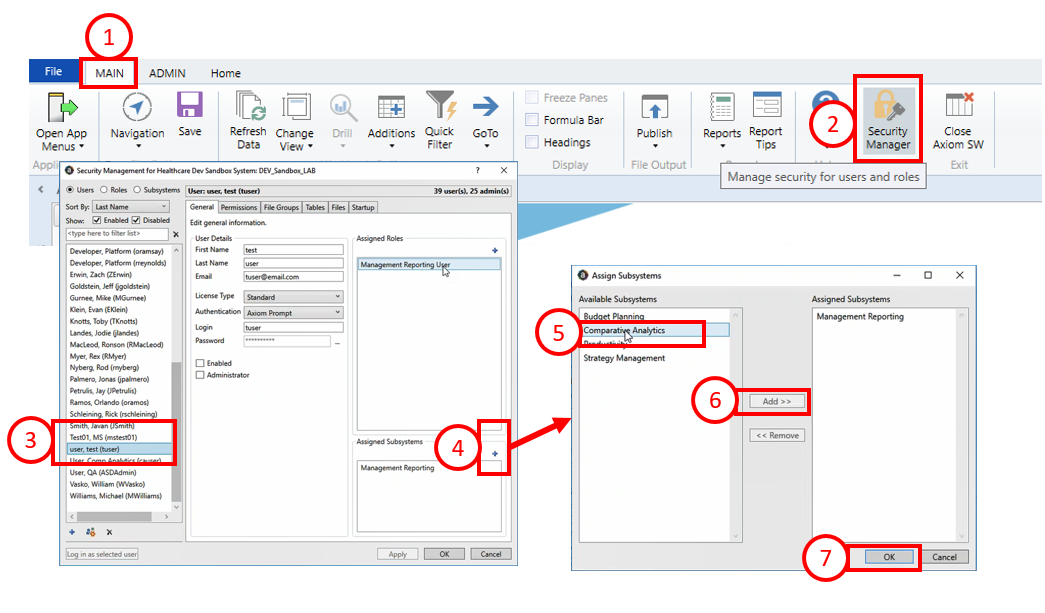Using the Security Manager to manage user access