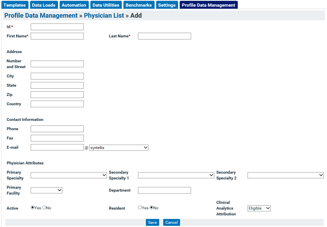 Profile Data Management Tab