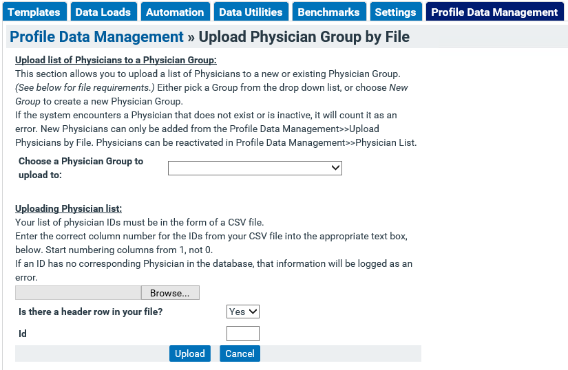Profile Data Management Tab