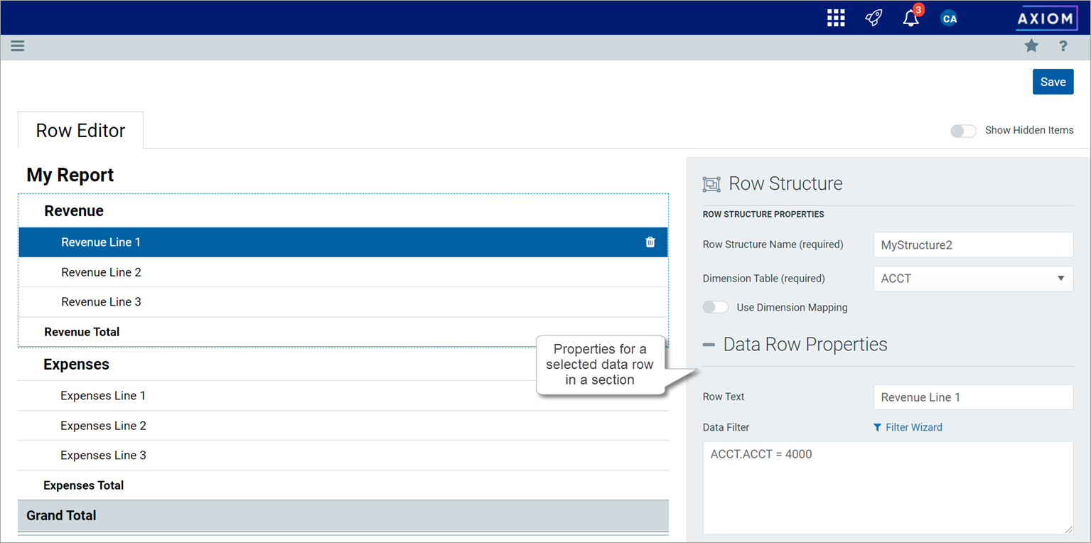 Using the Row Editor