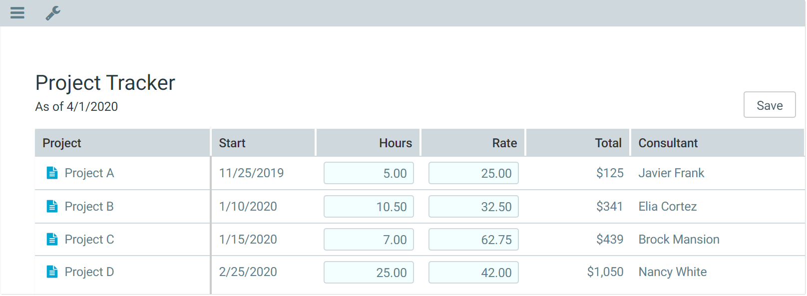 Editing and saving data using a Data Grid