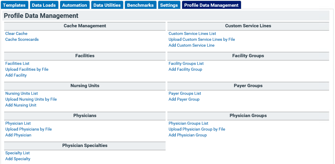 Profile Data Management Tab