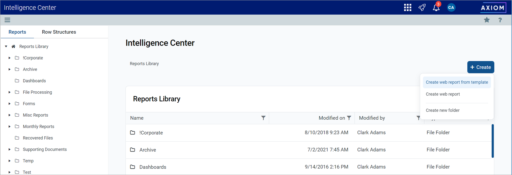 Creating new web reports from template