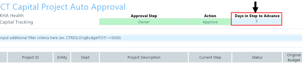 Configuring project and PO auto approval and advancement