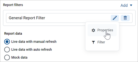 Defining report-level data filters for a web report