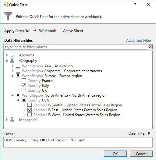 Applying a Quick Filter to a report
