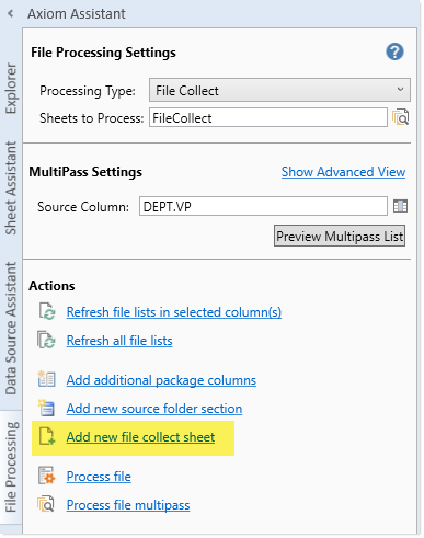 File Internal Processing Con Setting up file collect