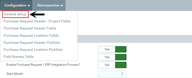Configuring general setup options