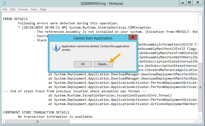 Cannot start application error