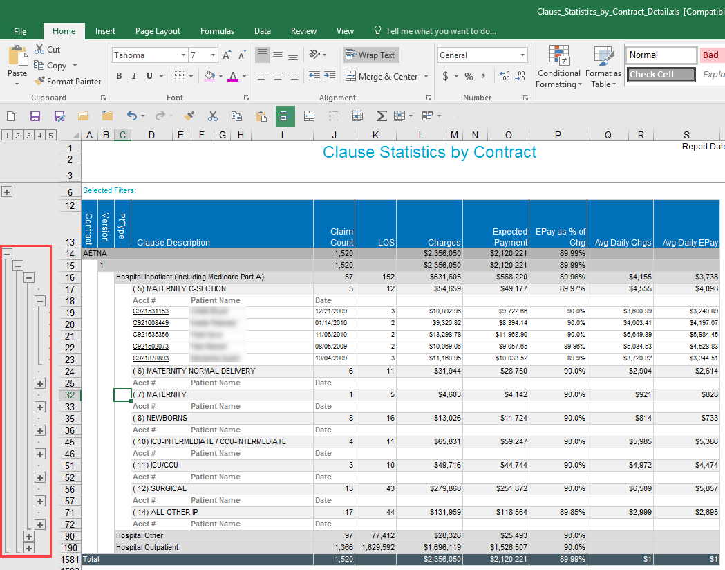 Export a standard report
