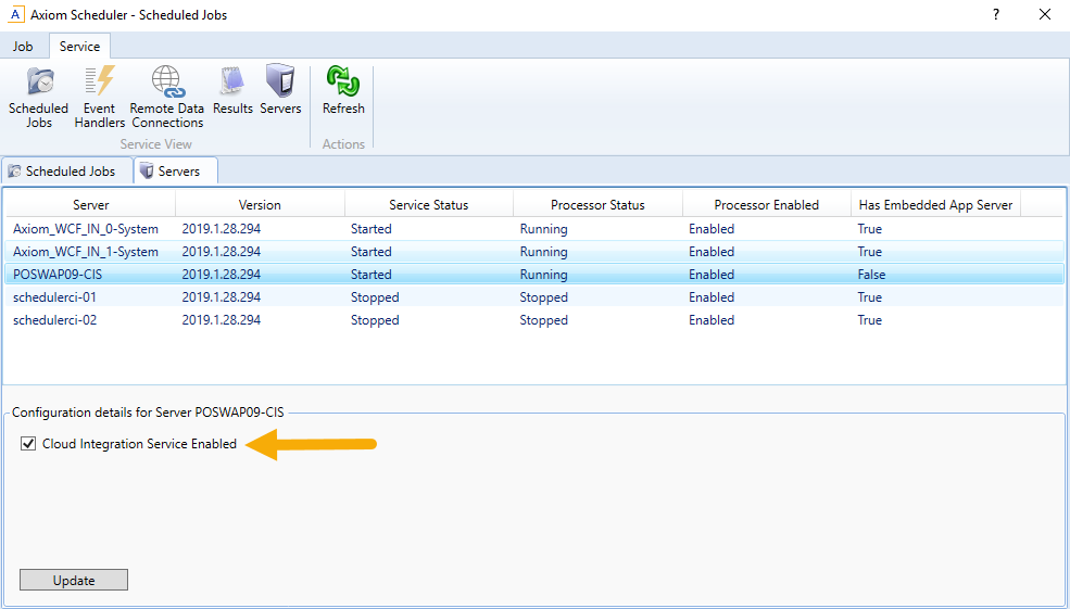 Cloud Integration Service is disabled error when logging in to Axiom