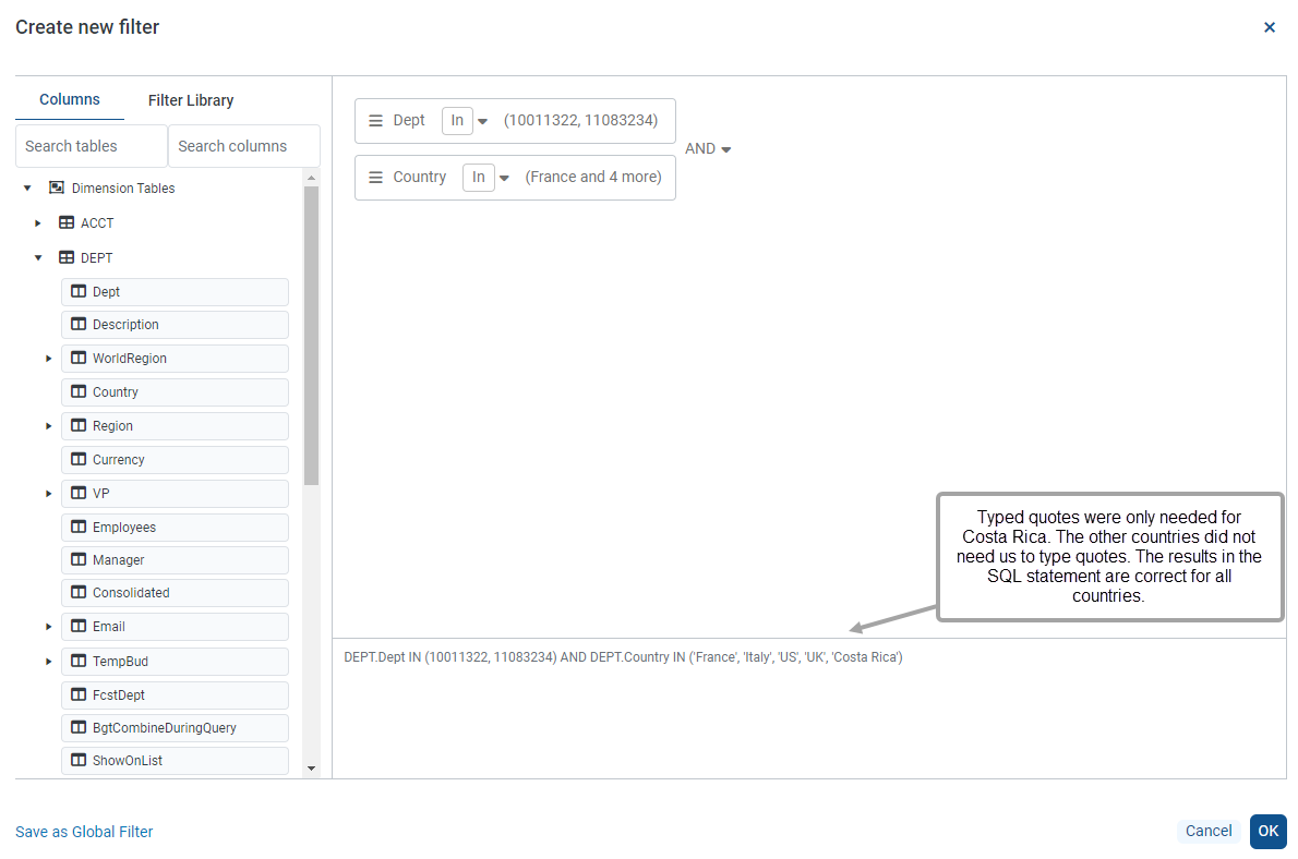 Using the Filter Wizard in the Report Builder