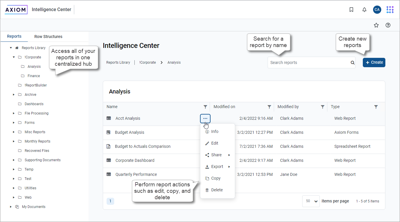Document Center Examples Intelligence Center