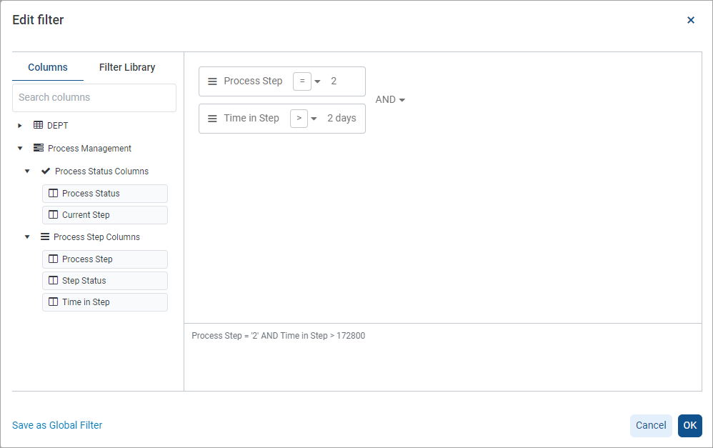 Reporting on process information in web reports