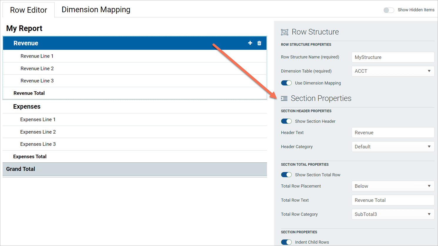 Row Structure Managing fixed row structures for web reports