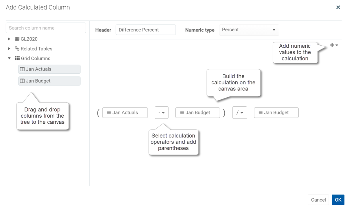 Calculated Column Example Adding data columns and calculated columns to a web report