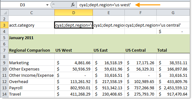 Filtering the data coming into a spreadsheet column (column filters)
