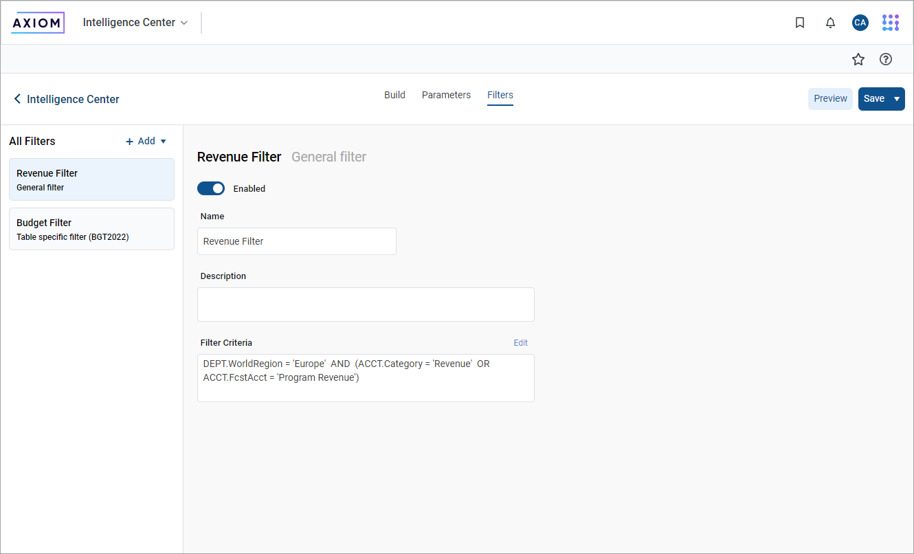 Filtering data in web reports