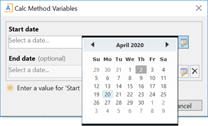 Calendar calc method variable