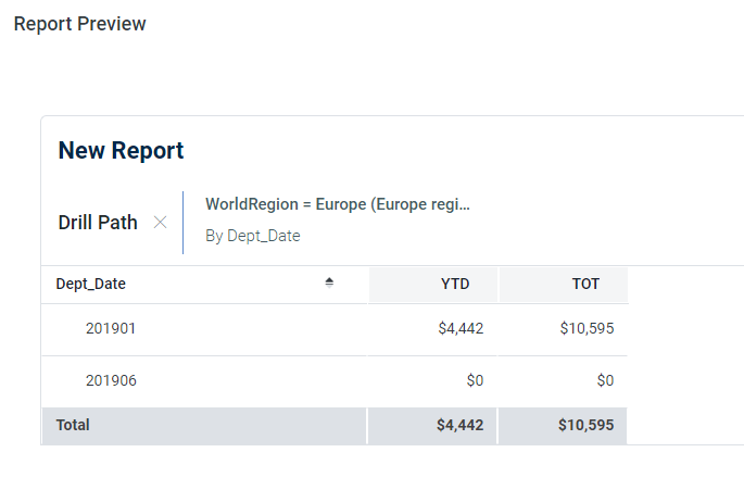 Configuring drilling for web reports