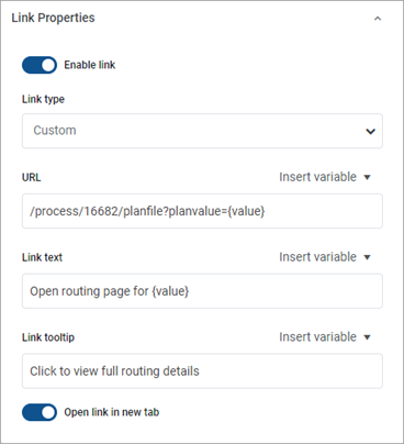 Website Link Informations Displaying hyperlinks in web reports