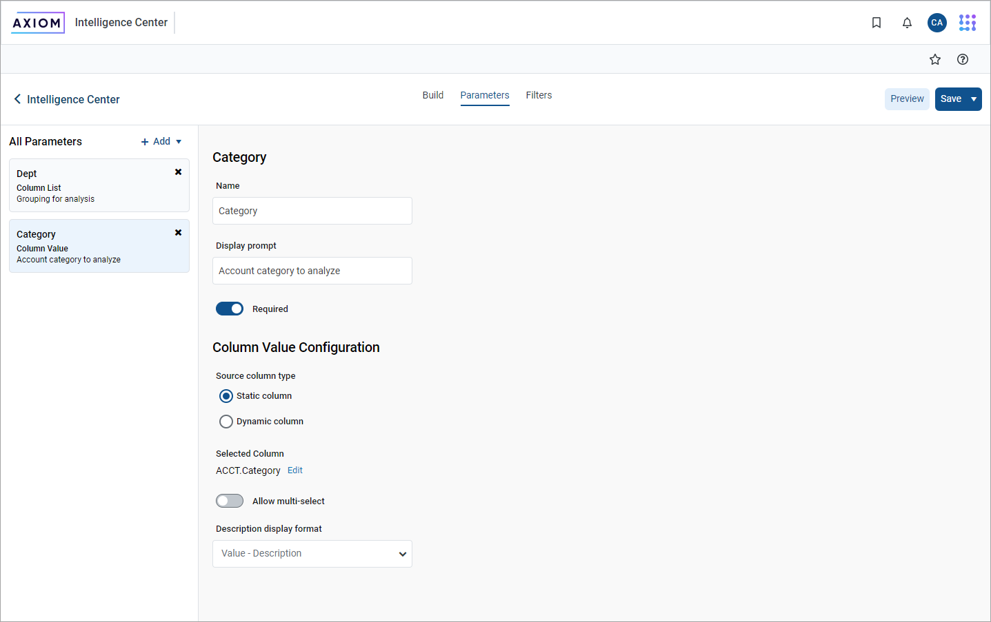 Using report parameters in web reports