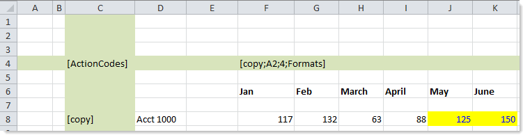 Setting up copy actions